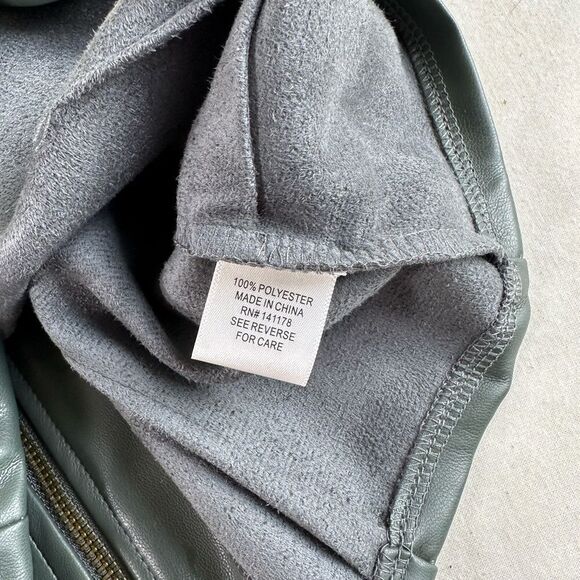 Dark Olive Vegan Leather Crop top S - Picture 5 of 6